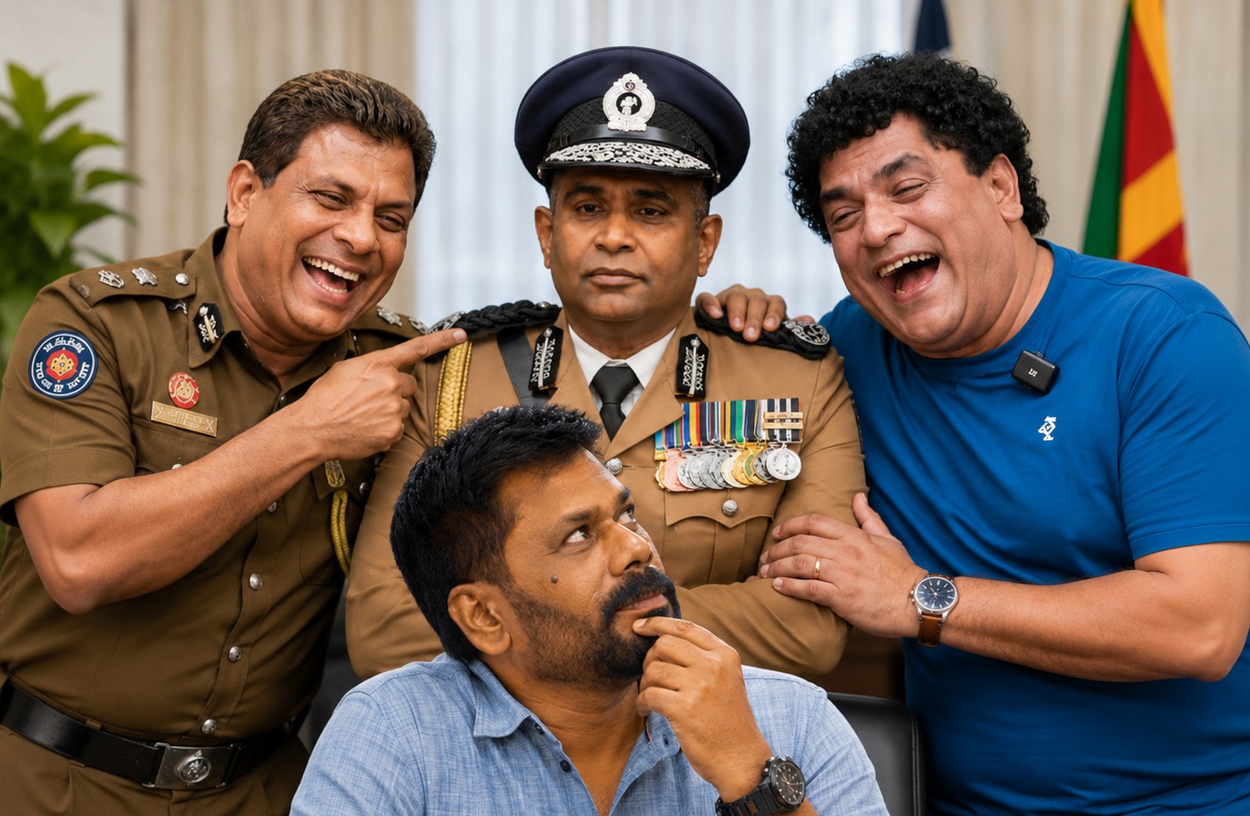 ජනාධිපතිව අන්දන "පොලිස් නිළමෙලා" සහ කඩුව ගත්තු "කක්කි වඳුරෝ"....